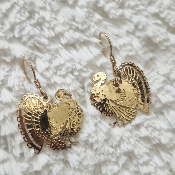 Stampd Jewelry - Vintage Gold Plated Turkey Dangle Earrings